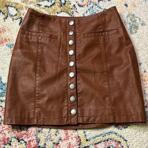 Free People Oh Snap Vegan Leather Mini Skirt 0